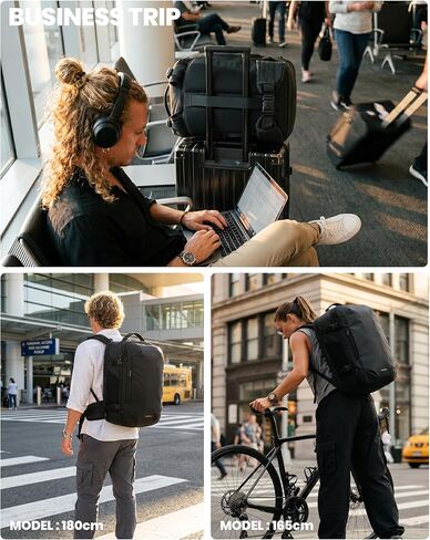 Fanwoli Vacuum Travel Backpack with One-Button Compression | Detachable Hip Belt | TSA Lock | Expandable Water Resistant Carry-On Suitcase Luggage, Ideal for Travel/Business Trips/Outdoor in Kuwait