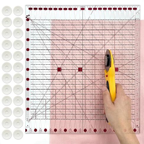 11.5" x 10.5" Quilting Ruler for Precise Fabric Cutting, Slotted Sewing Quilt Strip Rulers, Square Clear Mark Plastic Quilting Ruler, Crafts Template Rulers for Accurate Measurement and Easy Cutting in Kuwait