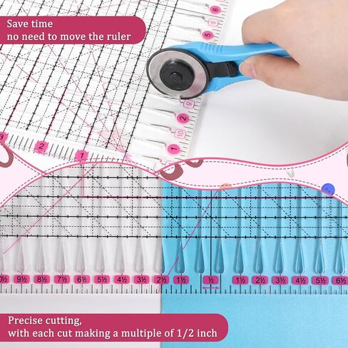 11.5" x 10.5" Quilting Ruler for Precise Fabric Cutting, Slotted Sewing Quilt Strip Rulers, Square Clear Mark Plastic Quilting Ruler, Crafts Template Rulers for Accurate Measurement and Easy Cutting in Kuwait