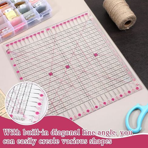 11.5" x 10.5" Quilting Ruler for Precise Fabric Cutting, Slotted Sewing Quilt Strip Rulers, Square Clear Mark Plastic Quilting Ruler, Crafts Template Rulers for Accurate Measurement and Easy Cutting in Kuwait