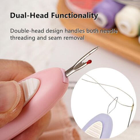 2 in 1 Needle Threader & Seam Ripper, Automatic for Fast Threading & Seam Removal, Pink - Ideal for Sewing, Crafting, DIY Projects in Saudi Arabia