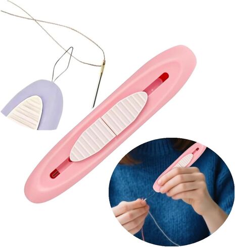 2 in 1 Needle Threader & Seam Ripper, Automatic for Fast Threading & Seam Removal, Pink - Ideal for Sewing, Crafting, DIY Projects in Saudi Arabia