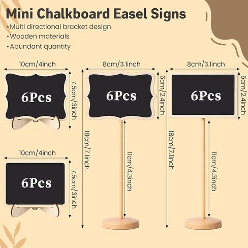24 Pack Mini Chalkboard Signs with Stand 12 Chalk Mini Rectangular Wave Small Chalkboard Combination for Food Signs Party Buffet Table Numbers Weddings Event Decorations in Kuwait