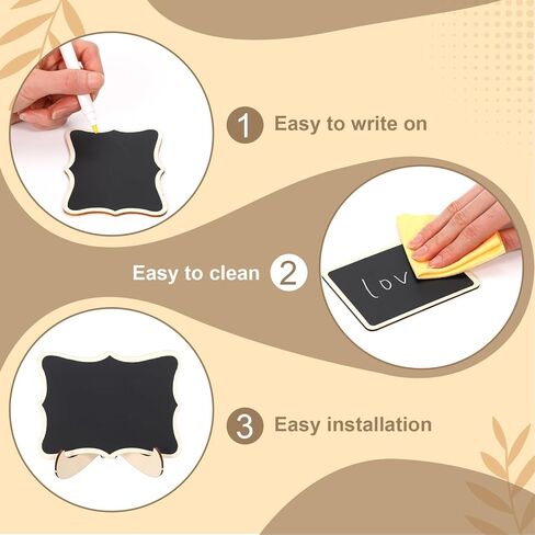 24 Pack Mini Chalkboard Signs with Stand 12 Chalk Mini Rectangular Wave Small Chalkboard Combination for Food Signs Party Buffet Table Numbers Weddings Event Decorations in Kuwait