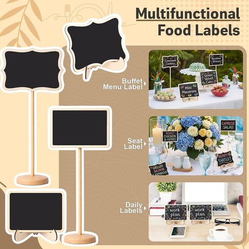 24 Pack Mini Chalkboard Signs with Stand 12 Chalk Mini Rectangular Wave Small Chalkboard Combination for Food Signs Party Buffet Table Numbers Weddings Event Decorations in Kuwait