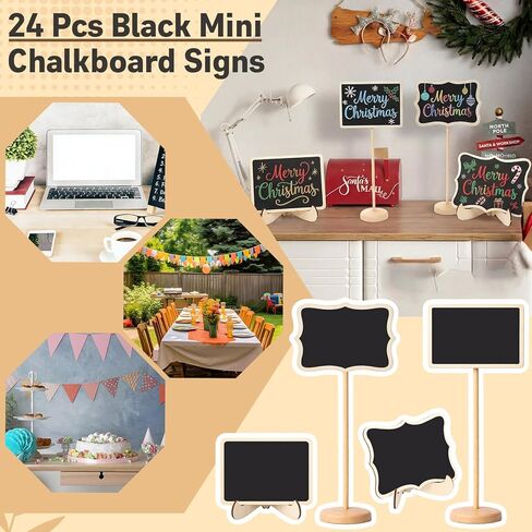 24 Pack Mini Chalkboard Signs with Stand 12 Chalk Mini Rectangular Wave Small Chalkboard Combination for Food Signs Party Buffet Table Numbers Weddings Event Decorations in Kuwait
