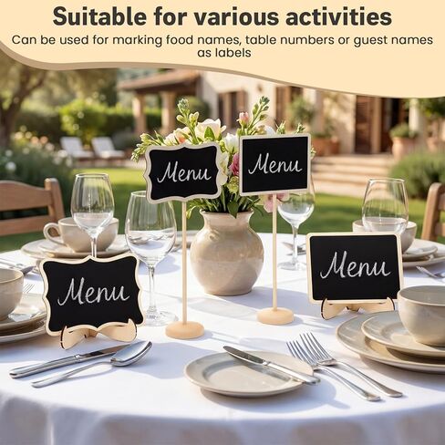 24 Pack Mini Chalkboard Signs with Stand 12 Chalk Mini Rectangular Wave Small Chalkboard Combination for Food Signs Party Buffet Table Numbers Weddings Event Decorations in Kuwait