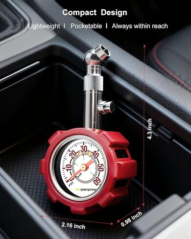 ATsafepro Tire Pressure Gauge, 5-60 PSI, ANSI B40.1 Certified, Extended 360° Swivel Head, Hold & Bleed Button, Dual Guard,Tire Gauges Fit for Cars and Motorcycles - Compact & Battery-Free in Saudi Arabia