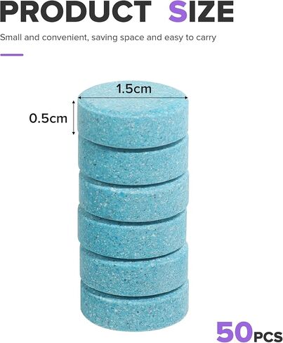 50PCS Windshield Washer Tablets,Car Accessories Windshield Wiper Fluid Solid Effervescent Wiper Tablet,Remove Auto Glass Stains Clear Car Vision,Suitable for Cleaning Most Vehicles in Kuwait
