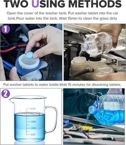 50PCS Windshield Washer Tablets,Car Accessories Windshield Wiper Fluid Solid Effervescent Wiper Tablet,Remove Auto Glass Stains Clear Car Vision,Suitable for Cleaning Most Vehicles in Kuwait