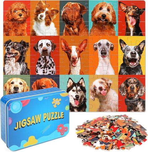 LELEMON World Map Puzzles for Kids Ages 4-8,100 Pieces World Sea Map Jigsaw Puzzles in a Metal Box,Fun World Map Learning Educational Toys for Boys Girls in Saudi Arabia