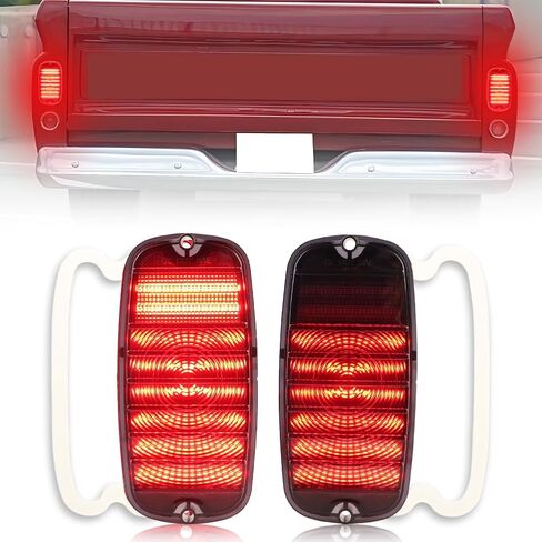 Tail Light Compatible with Chevy/GMC Fleetside Pickup Truck 1960 1961 1962 1963 1964 1965 1966, [2 in 1 Design] Brake Light & Running Light, Red LED Rear Tail Lamp, 2 PCS, Red Lens in Saudi Arabia