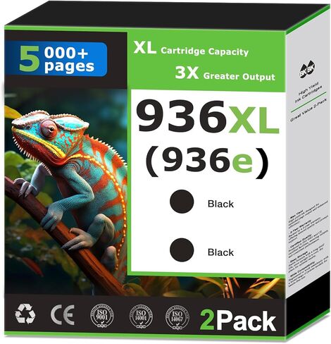 936XL 936e Black Ink Cartridges Compatible for HP 936 Black Ink Cartridges Combo Pack Work with HP Printer OfficeJet Pro 9120e 9125e 9130e 9135e 9110 9128 9122e 9730e Printer Ink Black 936XL (2 Pack) in Saudi Arabia
