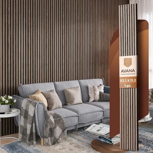 Avana Acoustic Wood Wall Panels – 94.4 X 12.6 Inch Black Oak Acoustic Panels 2 PCs – Wall Panels For Interior Wall Decor For Homes, Offices, Studios – Sturdy And Durable Wood Panels For Wall in Saudi Arabia