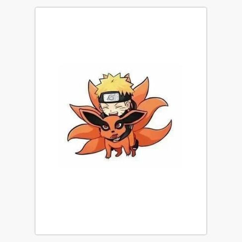 Copie De Baby Dinosaur Naruto Anime Character with Nine-Tailed Fox Kurama Chibi Style Fan Art 5" Magnetic Bumper Sticker in Saudi Arabia