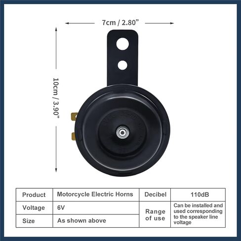 6V 1.5A 110dB معدن كهربائي بصوت عال مكبر صوت البوق الأسود للدراجات النارية تصميم أنيق in Kuwait