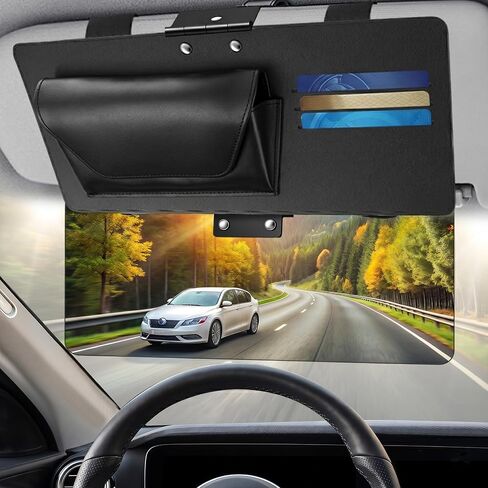 Grishcamy Sun Visor Extender for Cars: Universal Car Visor Extender Sun Blocker, 2-in-1 Adjustable Car Sun Visor Extender with Sunglasses Holder & Card Slots, Anti-Glare for Safe Driving in Saudi Arabia