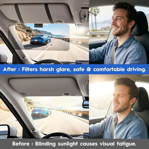 Grishcamy Sun Visor Extender for Cars: Universal Car Visor Extender Sun Blocker, 2-in-1 Adjustable Car Sun Visor Extender with Sunglasses Holder & Card Slots, Anti-Glare for Safe Driving in Saudi Arabia