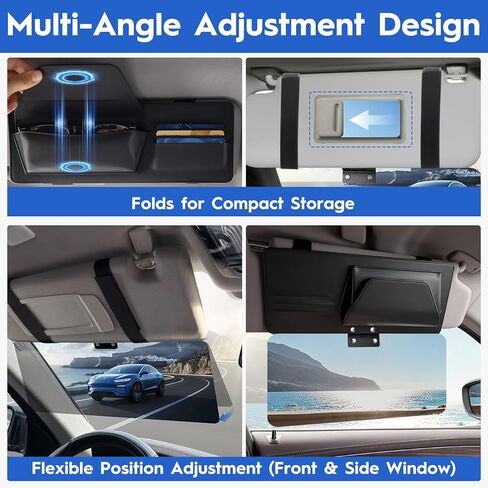 Grishcamy Sun Visor Extender for Cars: Universal Car Visor Extender Sun Blocker, 2-in-1 Adjustable Car Sun Visor Extender with Sunglasses Holder & Card Slots, Anti-Glare for Safe Driving in Saudi Arabia