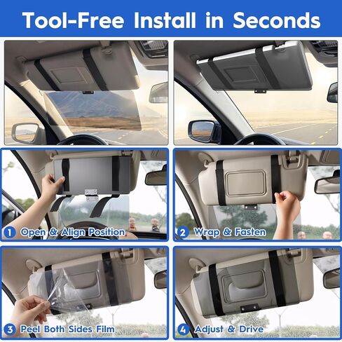 Grishcamy Sun Visor Extender for Cars: Universal Car Visor Extender Sun Blocker, 2-in-1 Adjustable Car Sun Visor Extender with Sunglasses Holder & Card Slots, Anti-Glare for Safe Driving in Saudi Arabia