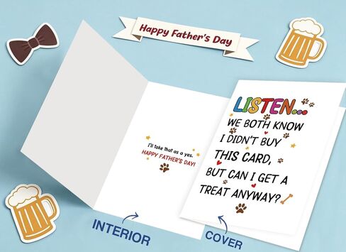 Asmallgf Dog Dad Fathers Day Card, Funny Father's Day Card Gifts from Dog, Dogs Dad Gifts for Men Him, Father's Day Dogs Decoration Gift in Saudi Arabia