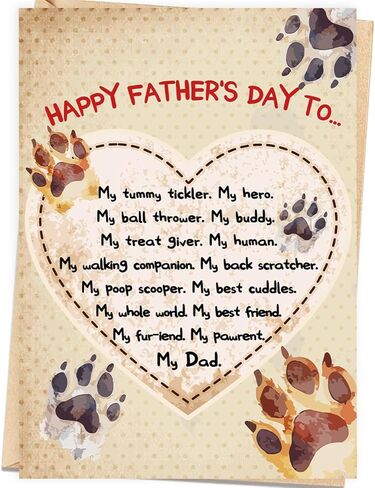 Asmallgf Dog Dad Fathers Day Card, Funny Father's Day Card Gifts from Dog, Dogs Dad Gifts for Men Him, Father's Day Dogs Decoration Gift in Saudi Arabia