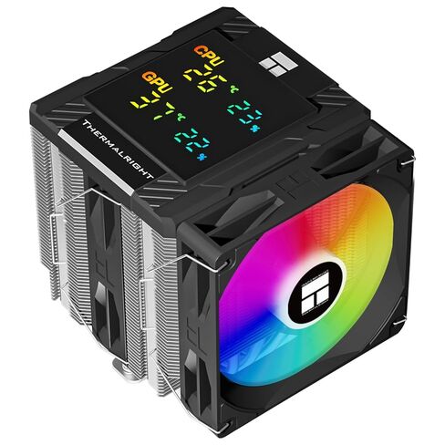 Peerless Assassin 120 Digital Argb Black CPU Cooler ، مراوح PWM مزدوجة 120 مم مع سرعة 1850 دورة في الدقيقة ، دعم Intel LGA1700/1851/115X ، AMD: AM4/AM5 ، تبريد وحدة المعالجة المركزية للكمبيوتر ، تغطية الشاشة الرقمية العليا in Kuwait