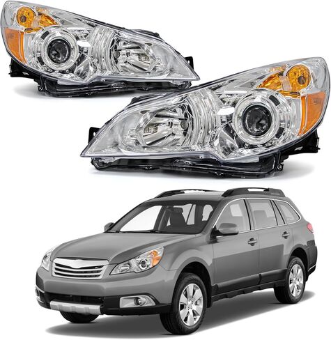 Headlights Assembly for 2010 2011 2012 2013 2014 Legacy/Outback Chrome Housing Headlamp Replacement Driver and Passenger Side(W/O Bulbs) in Kuwait