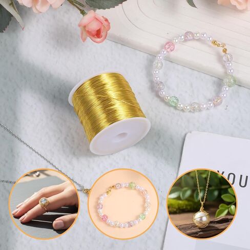 26 Gauge Tarnish Resistant Copper Beading Wire for Jewelry Making, 328Ft 0.4MM Jewelry Wire, Copper Beading Wires for Bracelet Making and Handcrafting(Gold) in Saudi Arabia