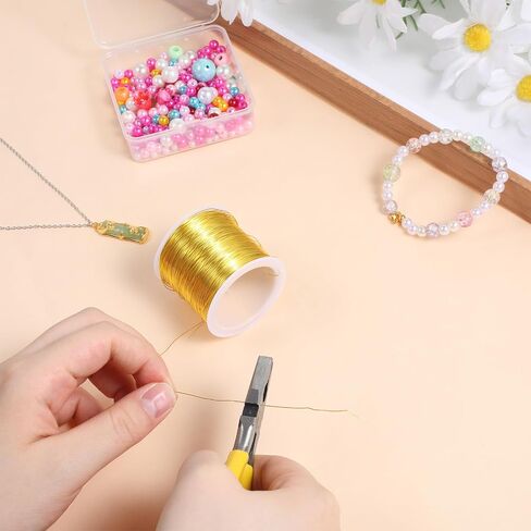 26 Gauge Tarnish Resistant Copper Beading Wire for Jewelry Making, 328Ft 0.4MM Jewelry Wire, Copper Beading Wires for Bracelet Making and Handcrafting(Gold) in Saudi Arabia
