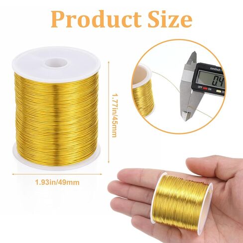 26 Gauge Tarnish Resistant Copper Beading Wire for Jewelry Making, 328Ft 0.4MM Jewelry Wire, Copper Beading Wires for Bracelet Making and Handcrafting(Gold) in Saudi Arabia