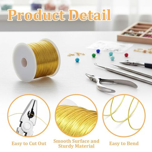 26 Gauge Tarnish Resistant Copper Beading Wire for Jewelry Making, 328Ft 0.4MM Jewelry Wire, Copper Beading Wires for Bracelet Making and Handcrafting(Gold) in Saudi Arabia