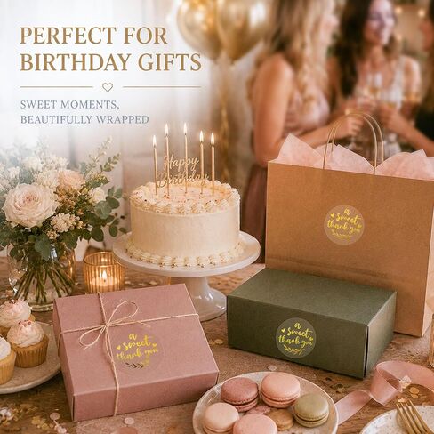100 x A Sweet Thank You Gold Foil Stickers for Wedding Favors, Bridal Shower, Baby Shower, Birthday Party Treat Bags & Gift Packaging, 1.6" Clear Round Elegant Thank You Labels in Saudi Arabia