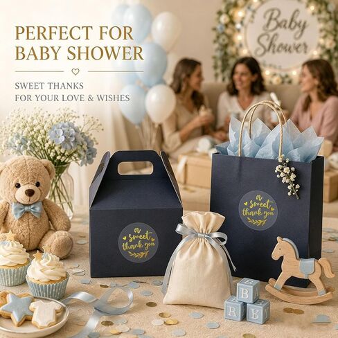 100 x A Sweet Thank You Gold Foil Stickers for Wedding Favors, Bridal Shower, Baby Shower, Birthday Party Treat Bags & Gift Packaging, 1.6" Clear Round Elegant Thank You Labels in Saudi Arabia