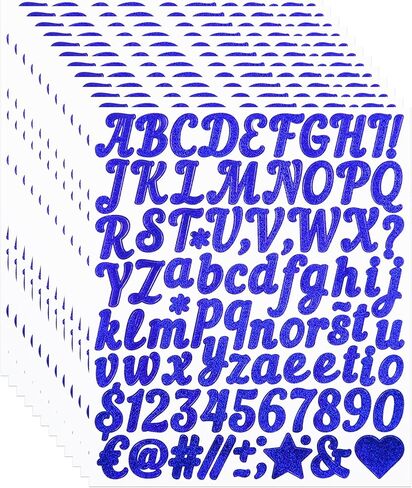 12 Sheets 1 Inch Glitter Letter Number Stickers, 1044 Pieces Self-Adhesive Vinyl Sparkle Alphabet Label Decals for Scrapbook, Journal, Greeting Cards, Crafts, Bottles - Green in Saudi Arabia