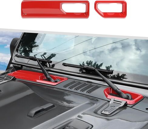 Jimen Fit for Jeep Wrangler JL JLU & Gladiator JT 2018-2025, 2PCS Front Windshield Wiper Base Cover Trim Panel (Carbon Fiber) in Kuwait