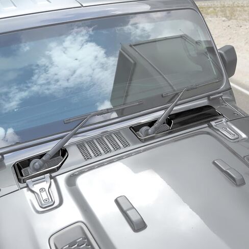Jimen Fit for Jeep Wrangler JL JLU & Gladiator JT 2018-2025, 2PCS Front Windshield Wiper Base Cover Trim Panel (Carbon Fiber) in Kuwait