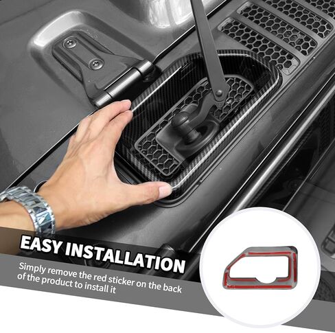 Jimen Fit for Jeep Wrangler JL JLU & Gladiator JT 2018-2025, 2PCS Front Windshield Wiper Base Cover Trim Panel (Carbon Fiber) in Kuwait