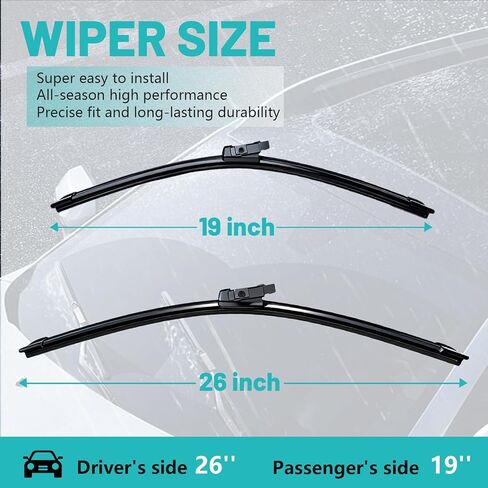 26"+19" Windshield Wiper Blades for Tesla Model 3 2017 2018 2019 2020 2021 2022 2023, Top Lock OEM Replacement All-Season Wipers, 2 Pack in Saudi Arabia