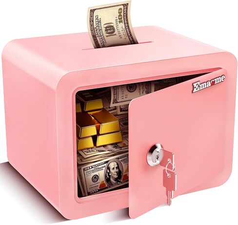 Mini Safe Small Safe Box Money Safe Small Safes for Home Dorm Mini Safes for Kids Safety Box for Cash Documents Kids Lock Box with Key Black (0.23 Cubic Feet) in Saudi Arabia