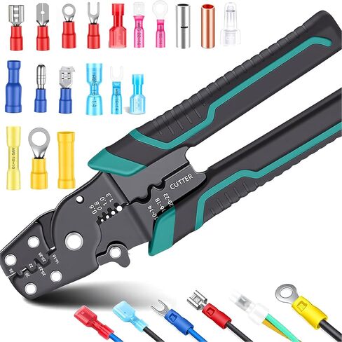 smseace Wire Crimping tool Wire crimper,stripper and cutterfor insulated/Bare/Heat Shrink connectors(22-10 AWG) Multifunctional stripping crimping pliers Wire stripper and crimping tool in Saudi Arabia