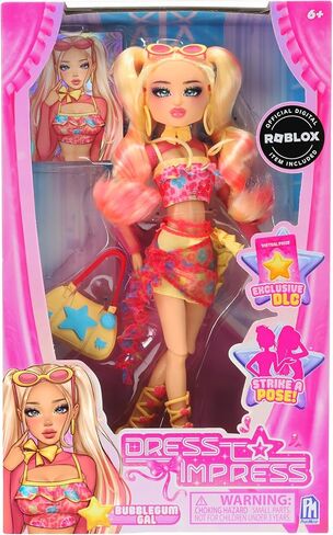 PhatMojo Dress to Impress — Bubblegum Gal Fashion Doll — Series 1 Wave 1 — 11.5-Inch Tall — Includes DLC Code Redeemable on Roblox — Officially Licensed Doll in Saudi Arabia