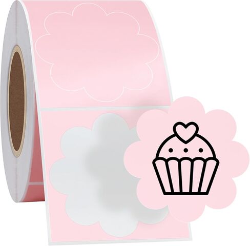 HYBSK 2 Inch Pink Flower Thermal Labels for Personalized Custom Supplies - Cute Thermal Printer Label for Small Business - 500pcs per Roll (Flower) in Kuwait