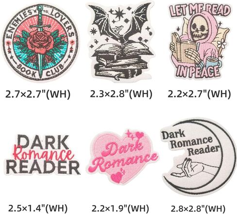 18 Pcs Dark Romance Book Themed Iron On Patches, Spicy Book Club Embroidered Appliques for Readers Jackets Backpacks in Saudi Arabia