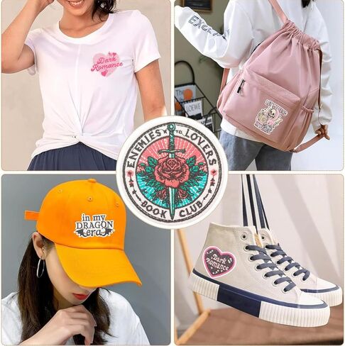 18 Pcs Dark Romance Book Themed Iron On Patches, Spicy Book Club Embroidered Appliques for Readers Jackets Backpacks in Saudi Arabia