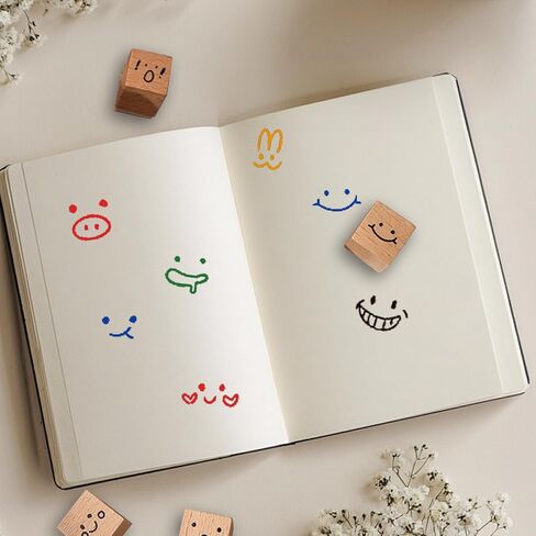 24 Pcs Expression Wooden Rubber Stamps with 5 Color Ink Pads DIY Craft Stamps for Party Decor Scrapbooking Card Making in Saudi Arabia