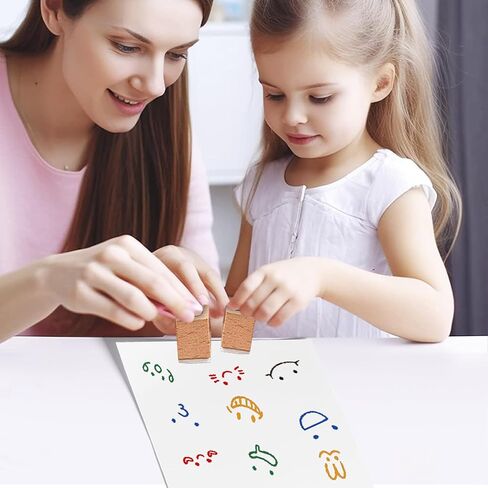 24 Pcs Expression Wooden Rubber Stamps with 5 Color Ink Pads DIY Craft Stamps for Party Decor Scrapbooking Card Making in Saudi Arabia
