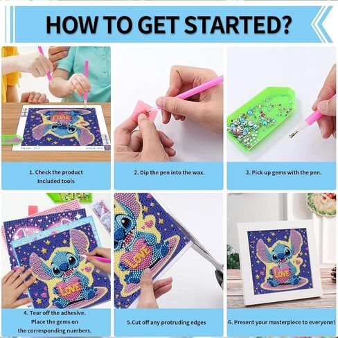 JYLMOOD 6 Packs 5D Diamond Art Kits for Kids Beginners, Full Drill 5D Cartoon Diamond Painting Kits for Adults, DIY Big Gem Art Paintings Kits for Kids Ages 8-12, Home Wall Decor 6x6 Inch in Saudi Arabia