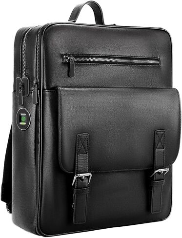 BBMars Smart Anti-Theft Backpack: Biometric Lock, Support Find My (iOS Only), Luxury Black Leather 15.6" Laptop Executive Bag for Men, Business Travel Daypack in Saudi Arabia