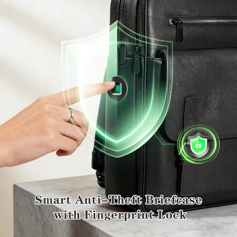 BBMars Smart Anti-Theft Backpack: Biometric Lock, Support Find My (iOS Only), Luxury Black Leather 15.6" Laptop Executive Bag for Men, Business Travel Daypack in Saudi Arabia